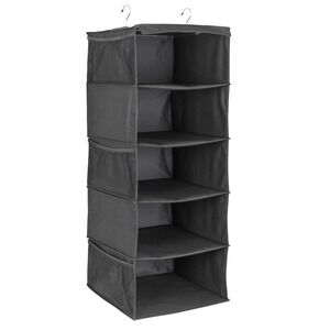 5 Shelf Closet‎ Organizer - Black/Hanging Shelves